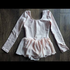 Block Girls Soft Pink Ballet Tutu Size 6X/7 Chiffon Skirt Lined Long Sleeve NWOT